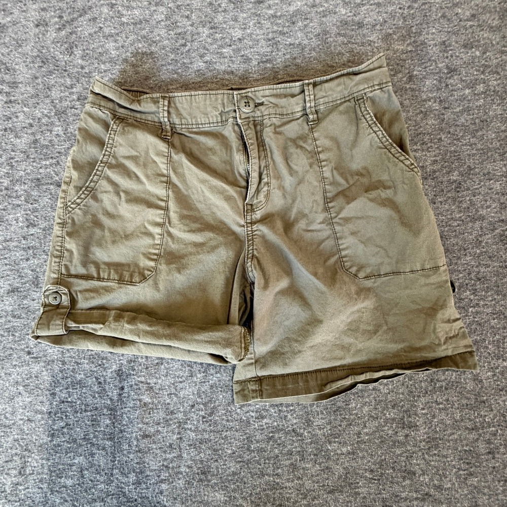 Social Standard by Sanctuary Womens Olive Green Roll Tab Utility Shorts Size S